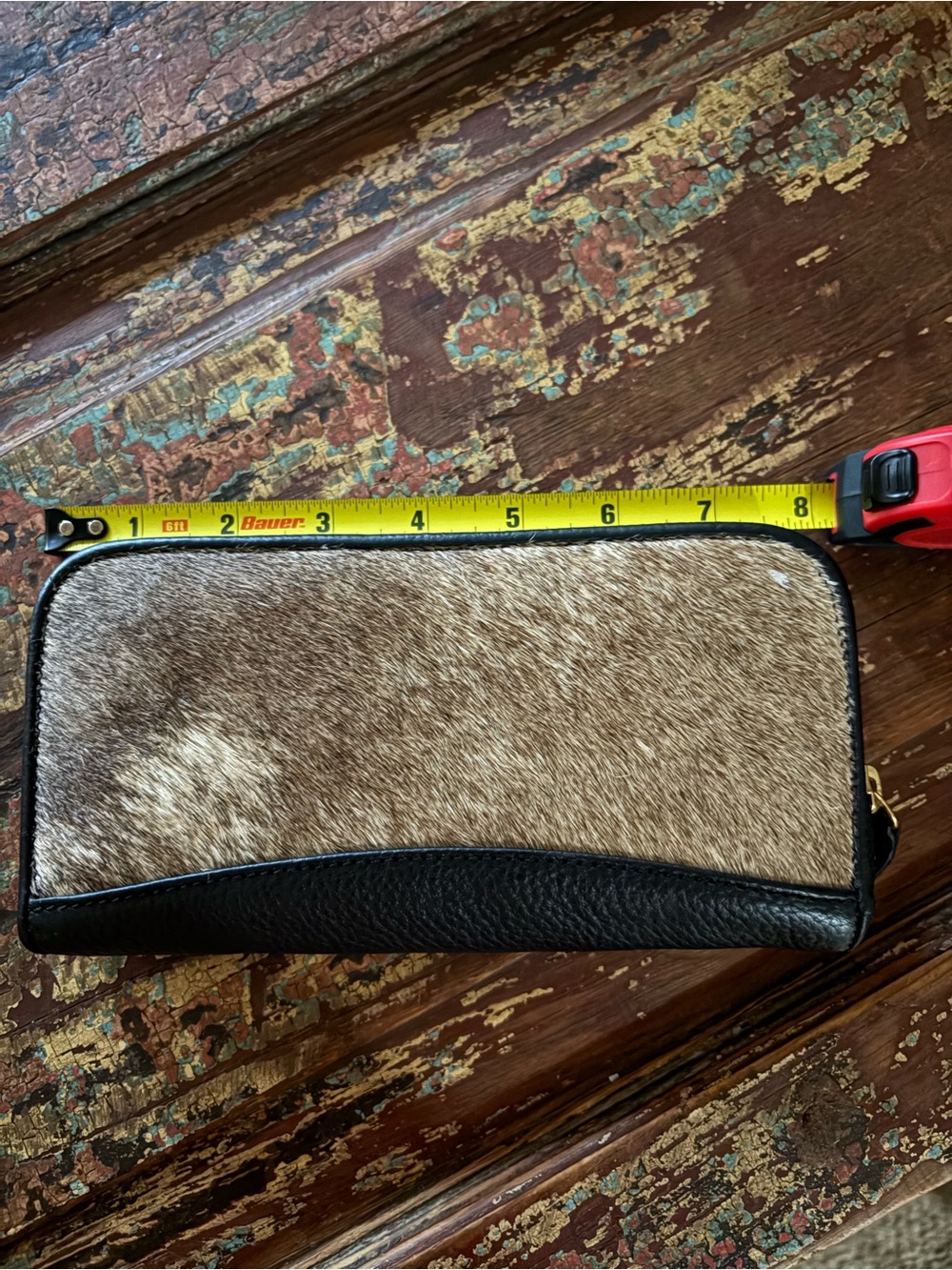 Men's Brown Hair-On Leather Zip Wallet - Picture 11 of 11